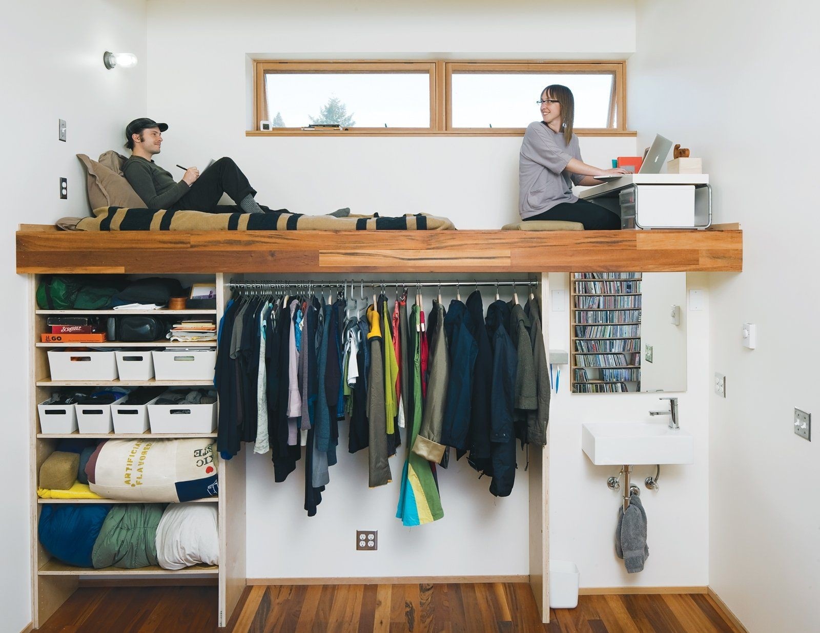 platform loft bed with storage