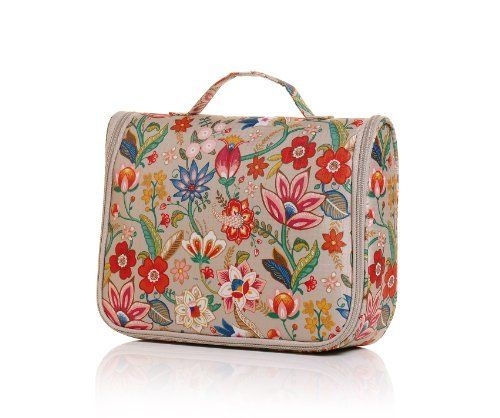 LYCEEM Womens Girls Flowers Bloom Hanging Toiletry Bag Travel Kit Cosmetic Makeup Case