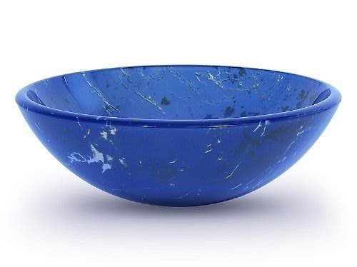 MISANO Premium Tempered Glass Vessel Sink; Round Shaped Bowl, Multi Color, 11/16" Thick