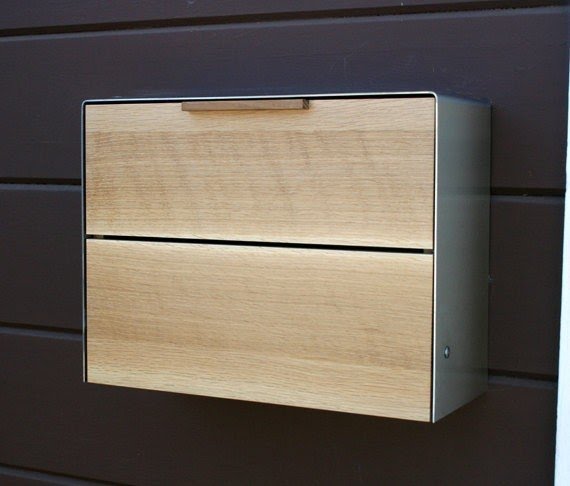 Modern mailbox teak and stainless steel
