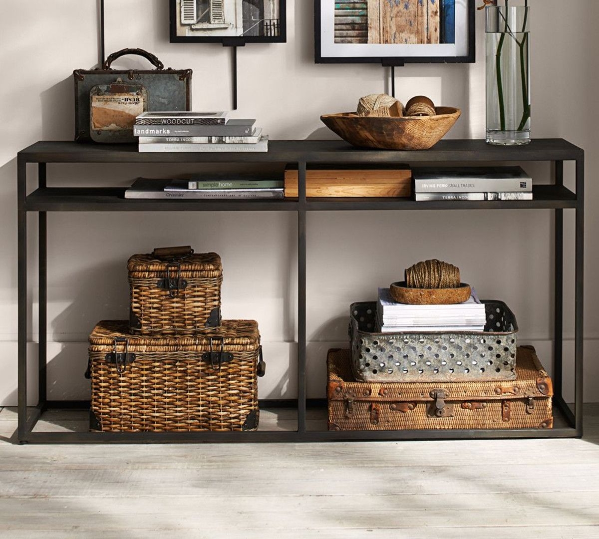 skinny black console table