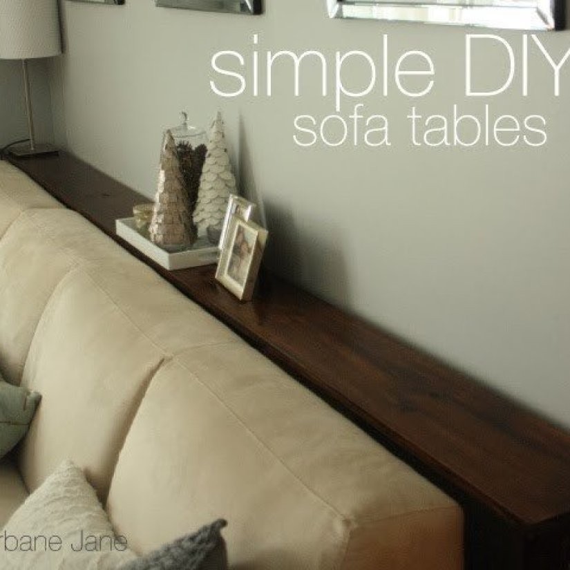 long narrow table behind couch