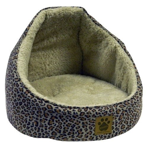Precision Pet Hooded Cat Bed, Leopard Simply Suede and Natural Long Terry