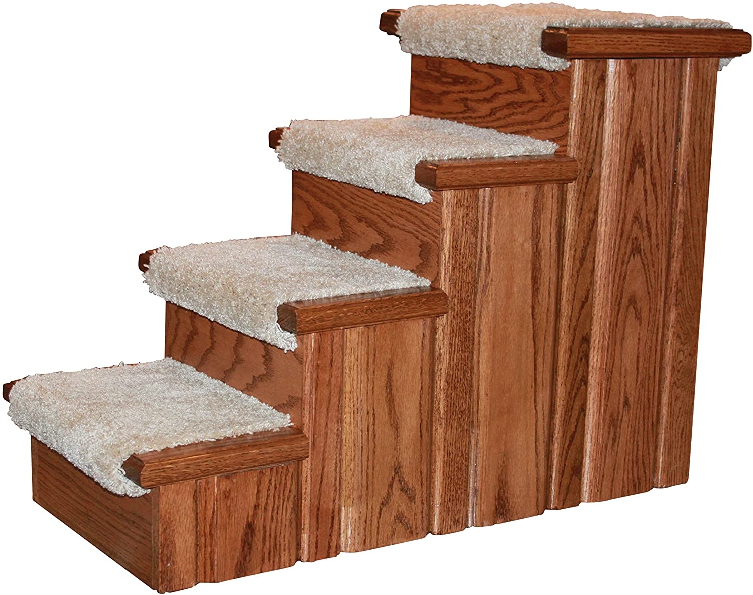 Premier Pet Steps Tall Raised Panel Dog Steps, Carpeted Tread with Stained Early American, 23-Inch