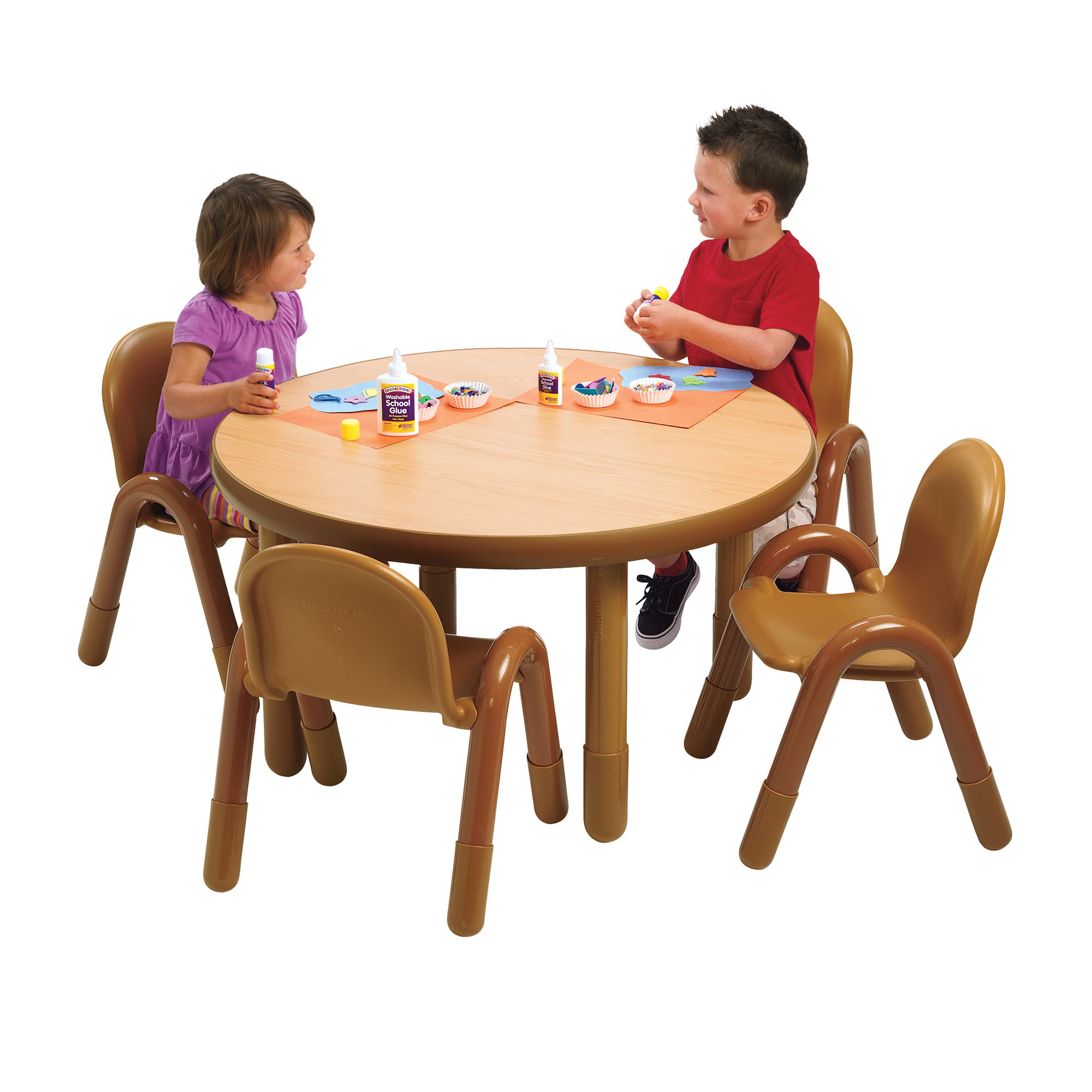 Round Baseline Preschool Table and Chair Set in Natural