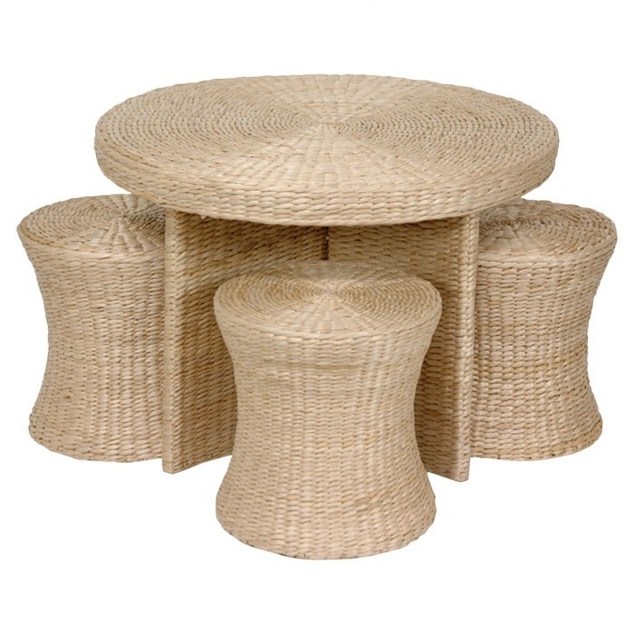 Round coffee table with stools