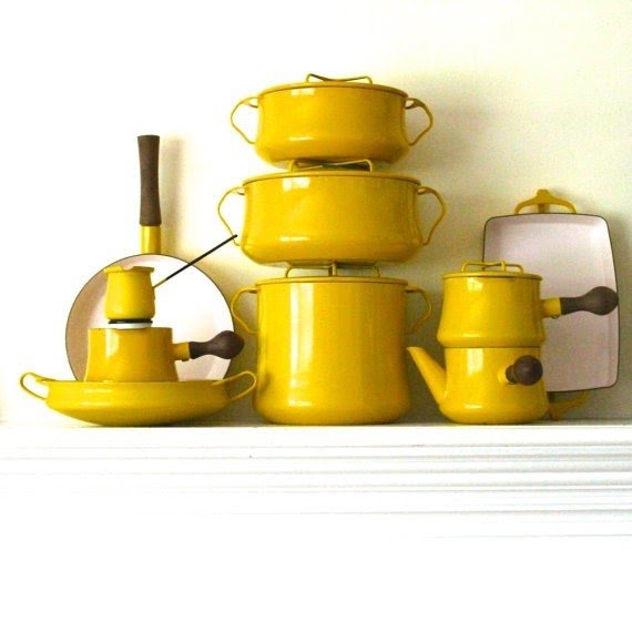 Set of yellow kobenstyle dansk cookware