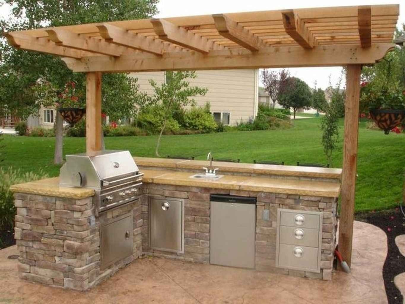 Small outdoor kitchen really looks great has everything you need