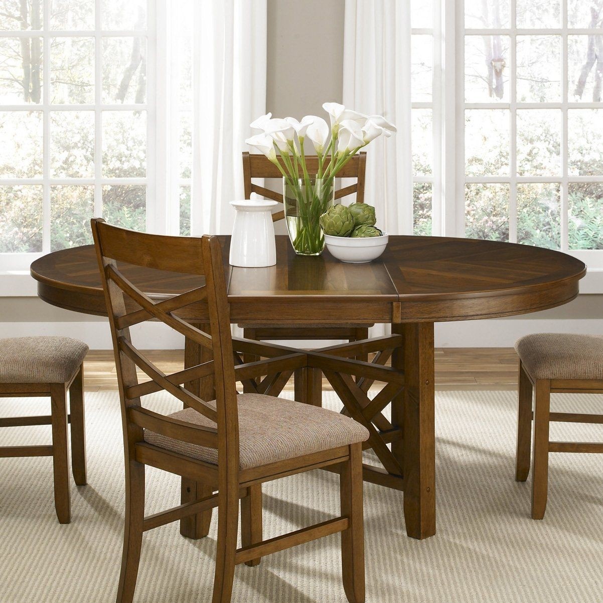 round dining table set with butterfly leaf