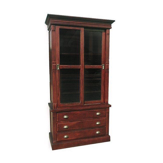 This elegant curio bookcase is made of mahogany wood and