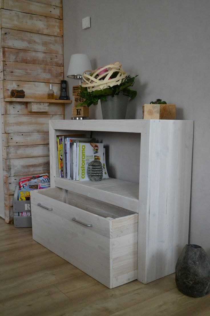wood toy box with bookshelf