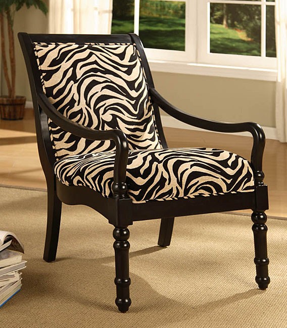 Turned Leg Zebra Print Arm Chair