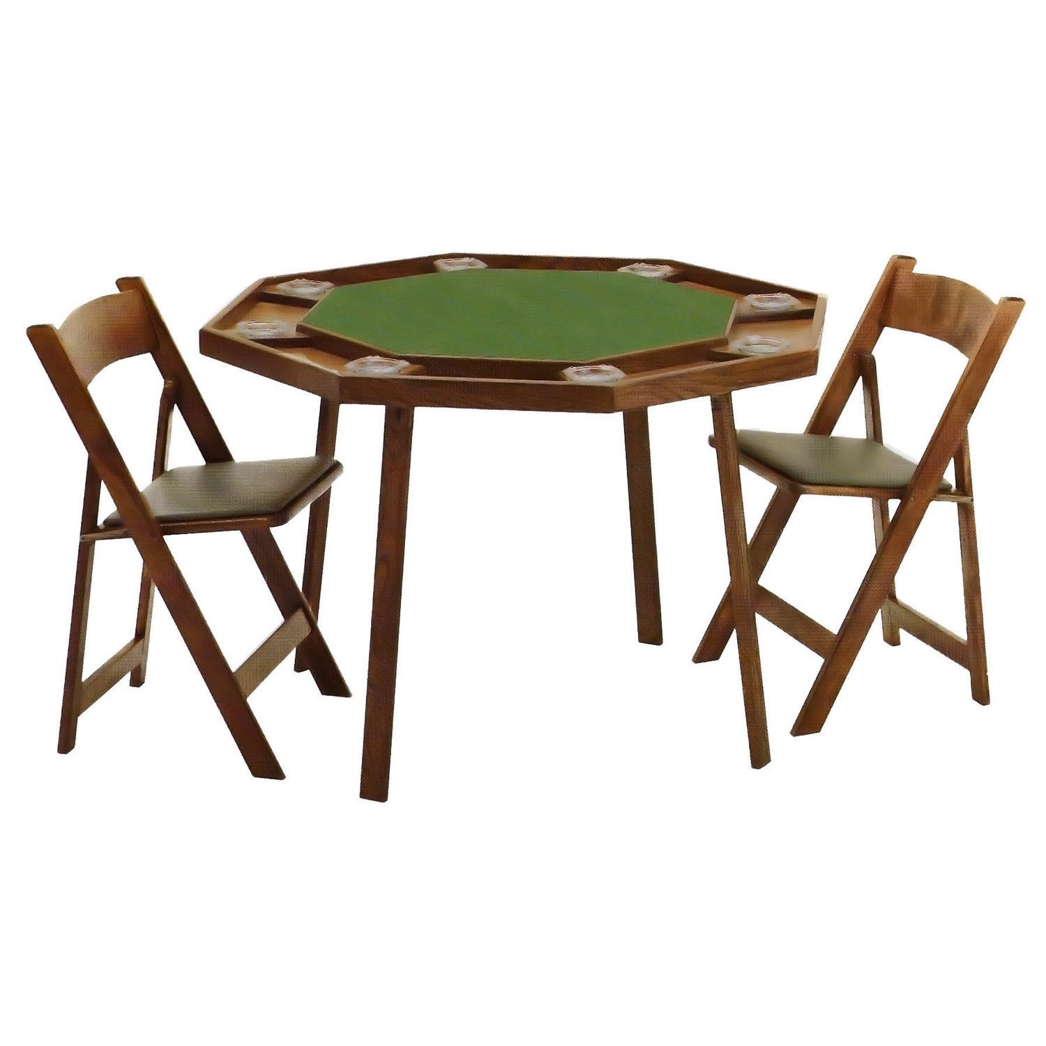 46" Oak Compact Folding Poker Table Set