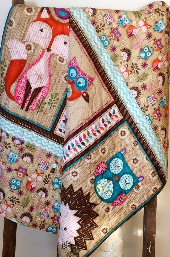Baby or toddler quilt girl woodland