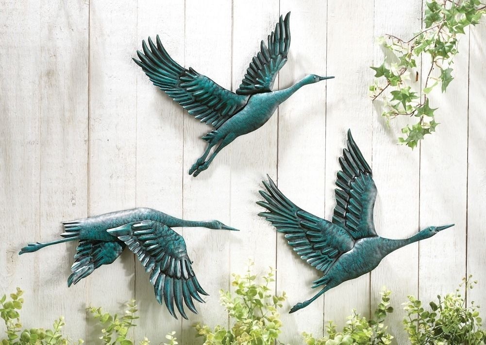Birds In Flight Metal Wall Decor - Set Of 3