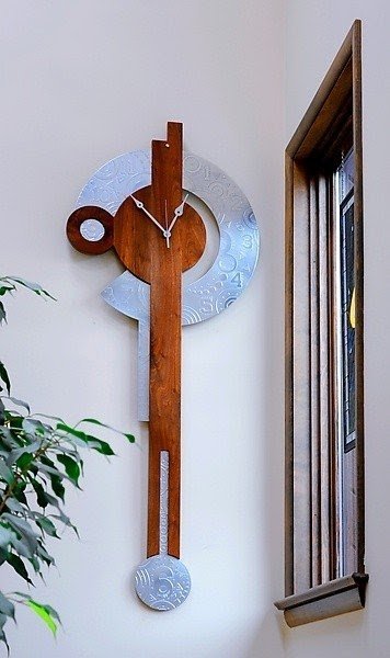 Black walnut long wall clock by evy rogers wood and