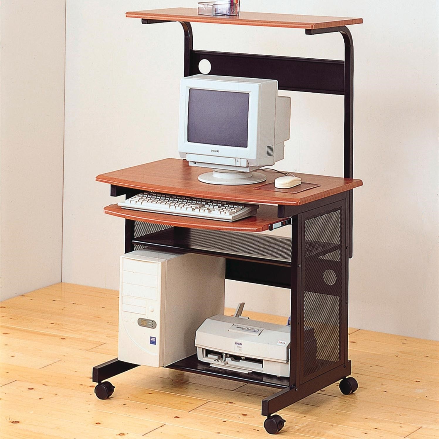 Coaster Computer Desk/Workstation with Sliding Keyboard Tray, Walnut/Black Finish