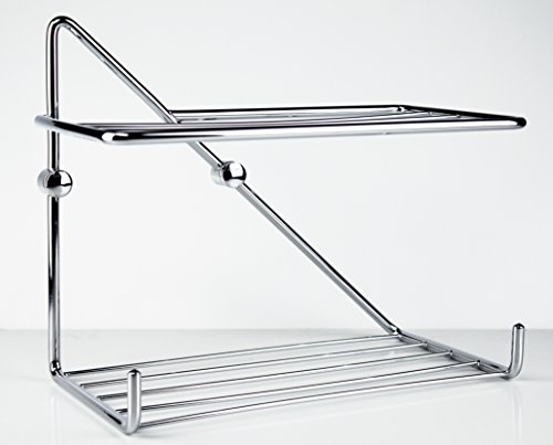 Crom 11.4'' Wall Mounting Shower Rack w/ Two Shelves. Brass Polished Chrome, Shower Caddies, Made in Spain (European Brand)