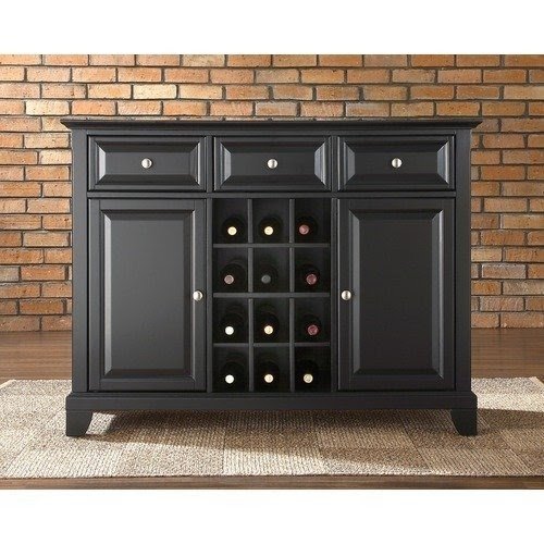 Crosley Newport Buffet Server Sideboard Cabinet With Wine Storage In Black
