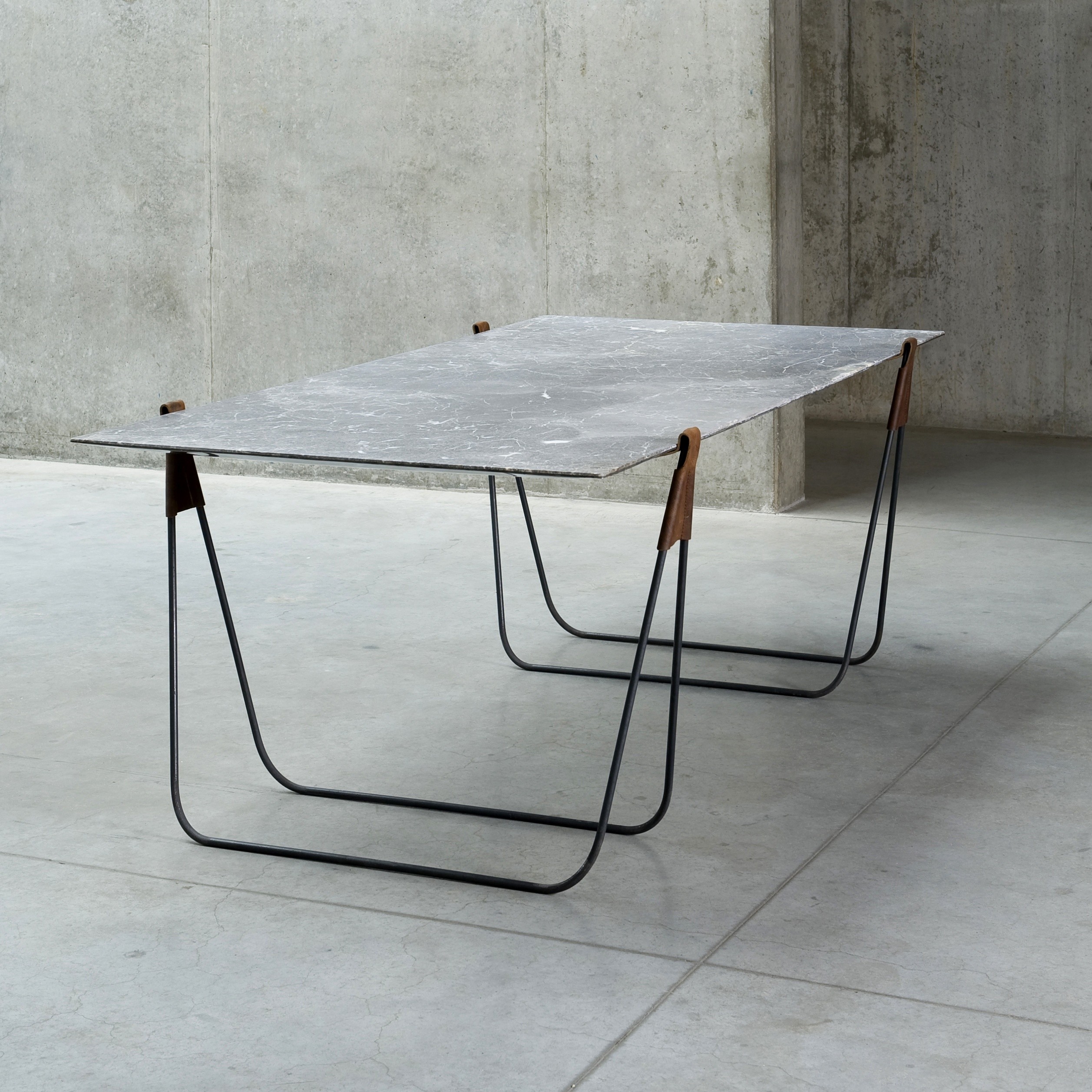 Dining table with metal top
