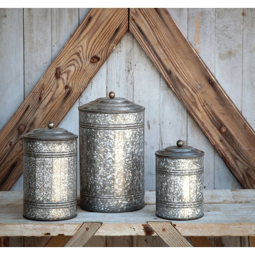 Galvanized Canisters Set of 3