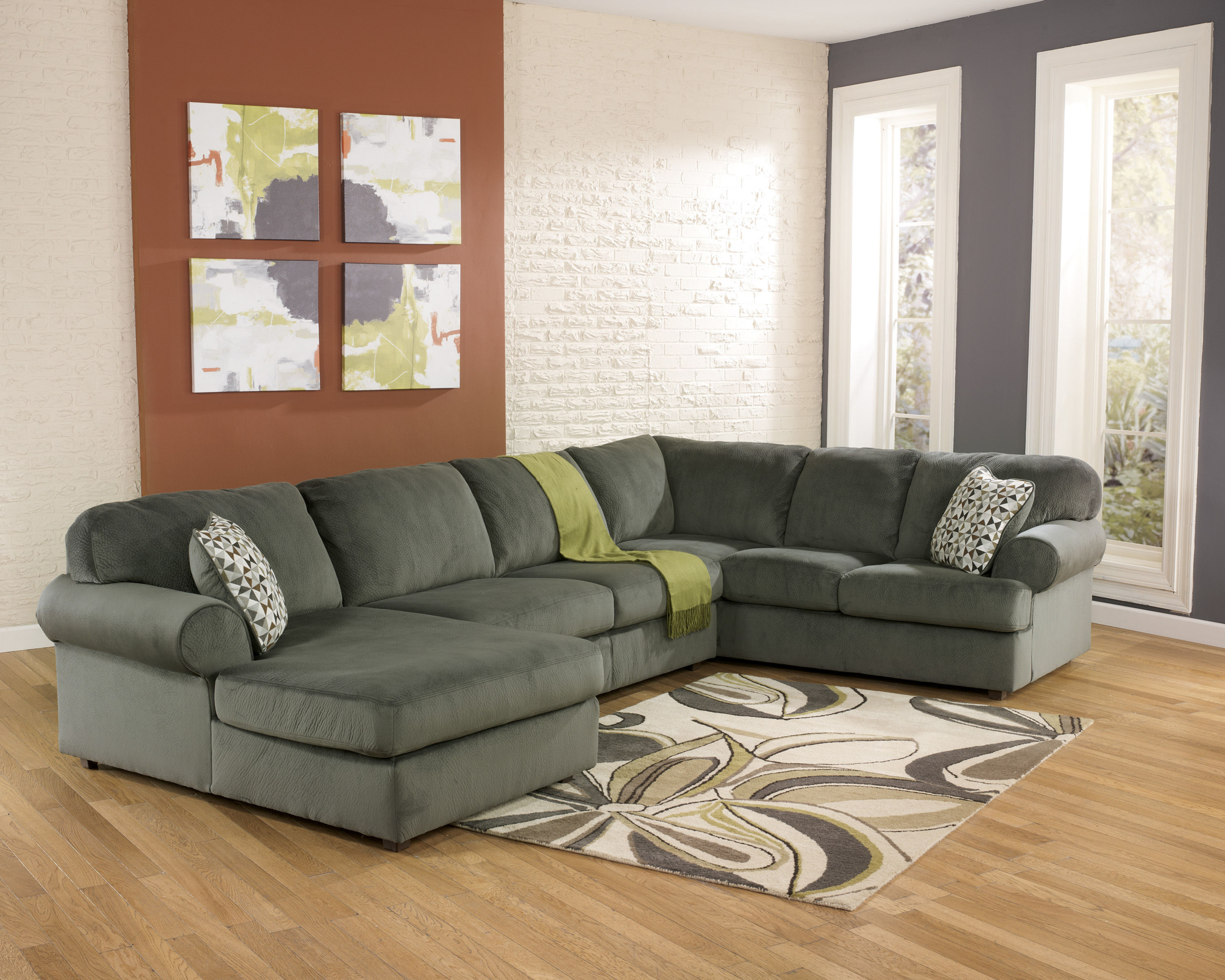 Sage green online sectional couch