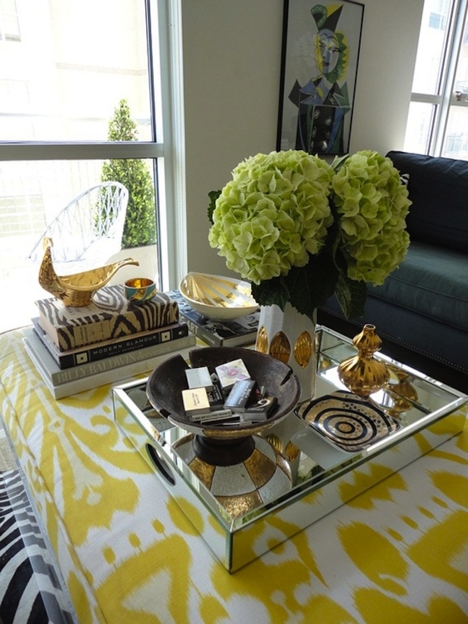 mirrored trays for centerpieces