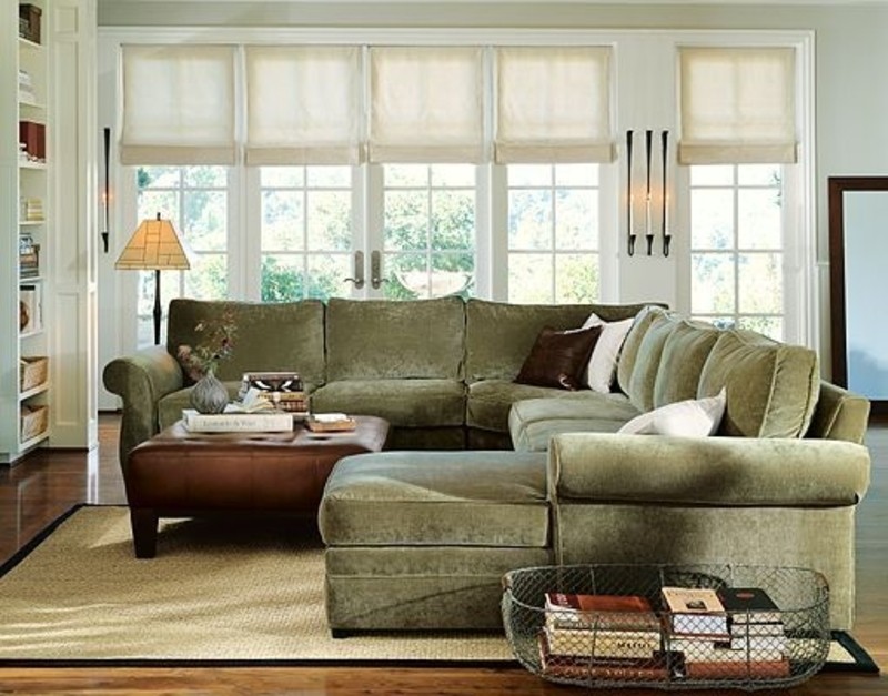 Sage Green Living Room With Sectional