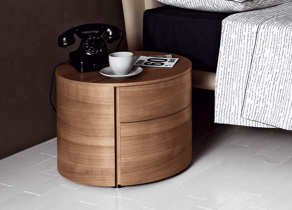 round wood night stand