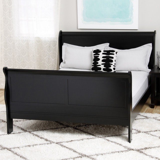 Tribecca home canterbury louis phillip black queen size sleigh bed