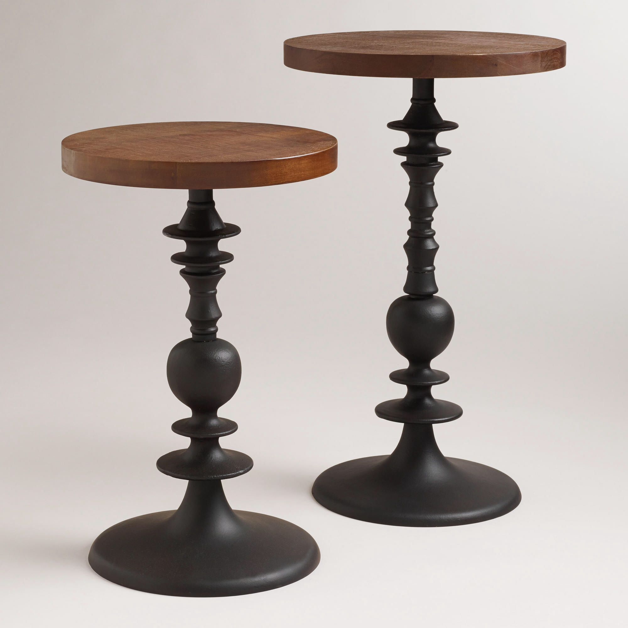 Wood pedestal side table 11