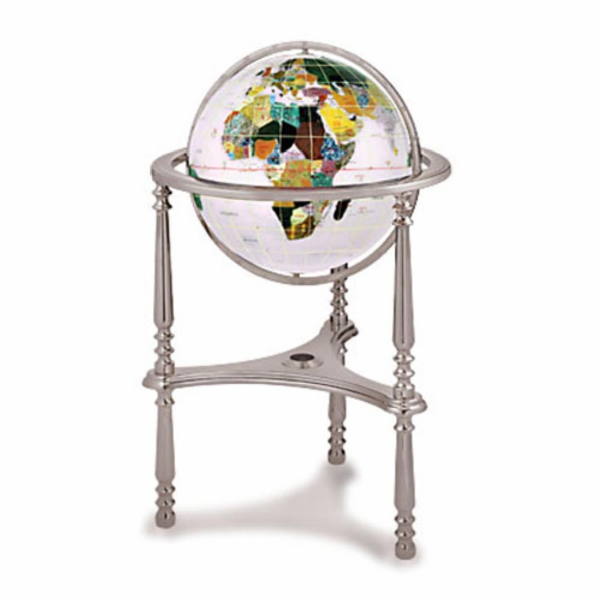 17" Ambassador Opal Globe with Three Leg High Stand in Silver