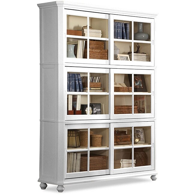 Antique white bookcase clearance with glass doors