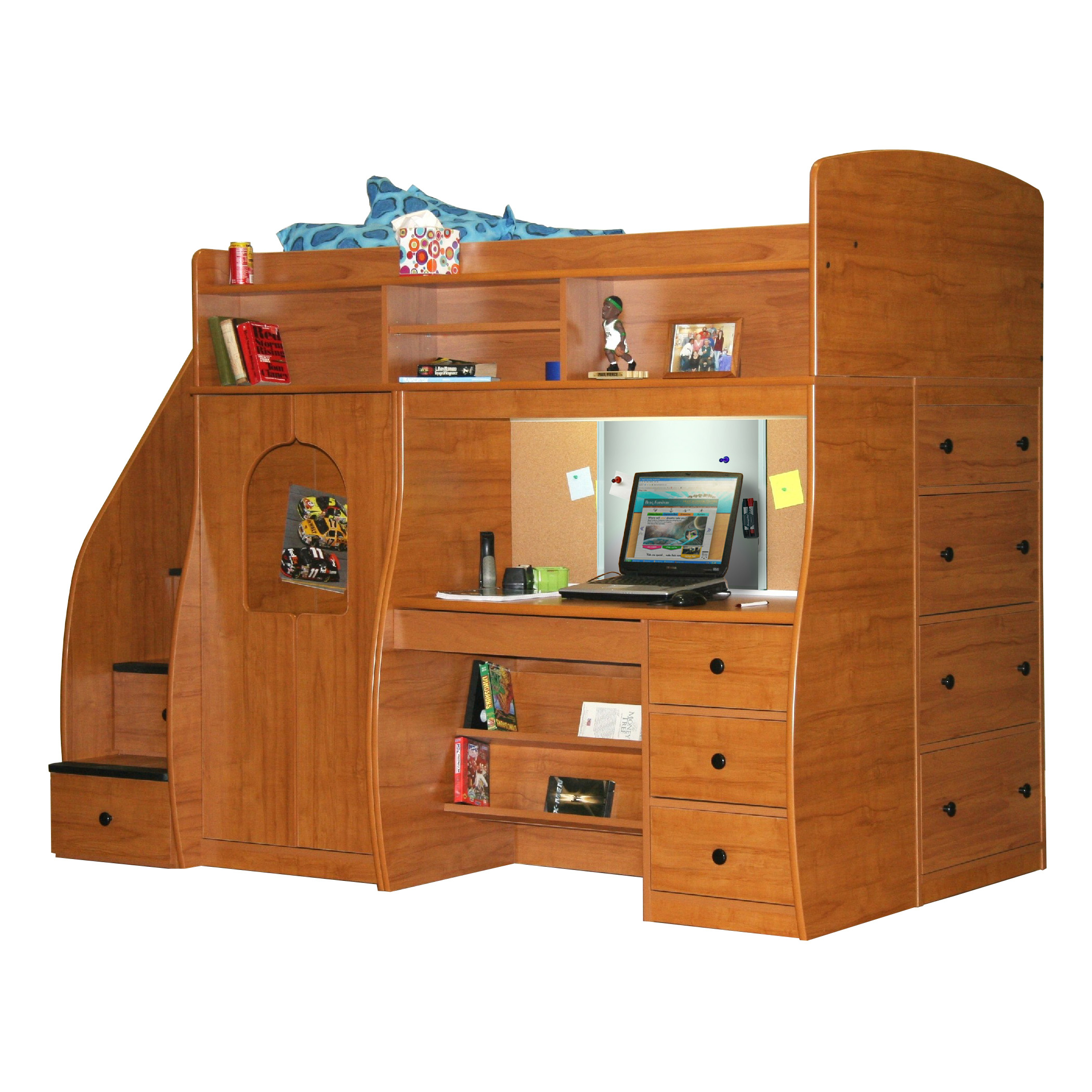 Bunk bed with desk under