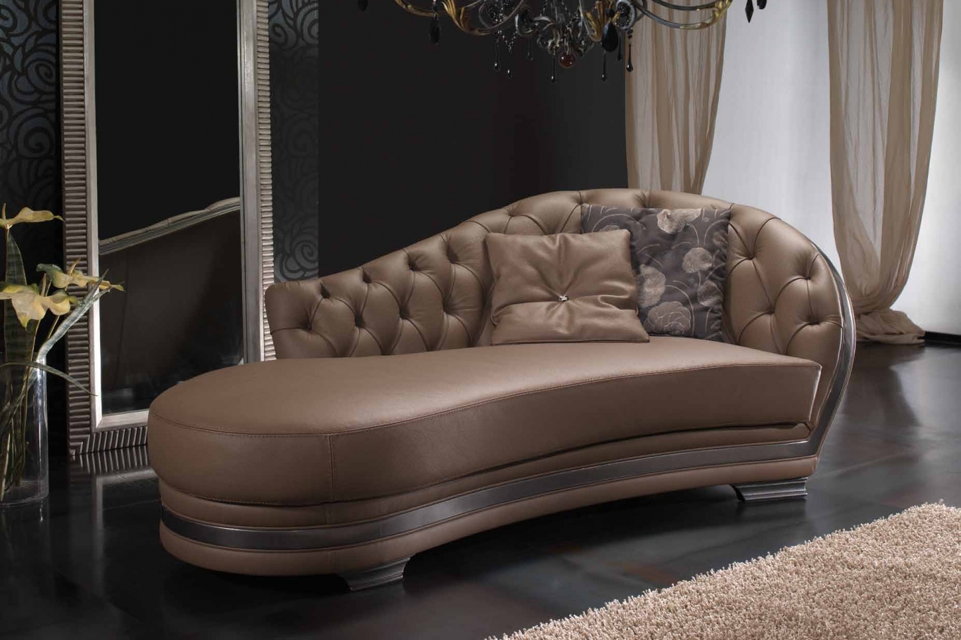 Chocolate brown chaise lounge chair