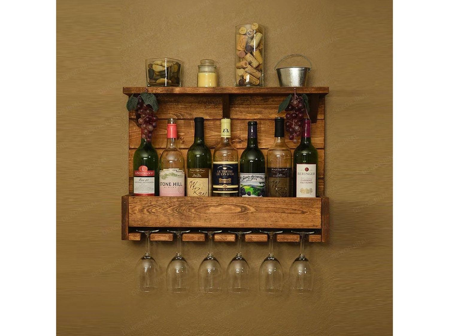 Country rustic wood 7 bottle wine rack