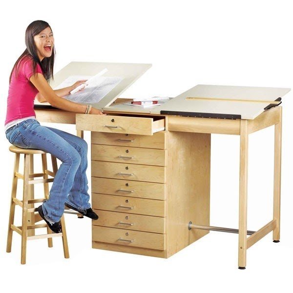 Drafting table with deals storage