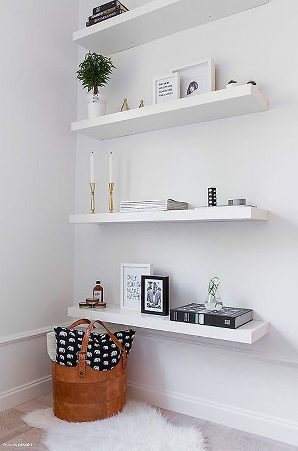 large floating corner shelves