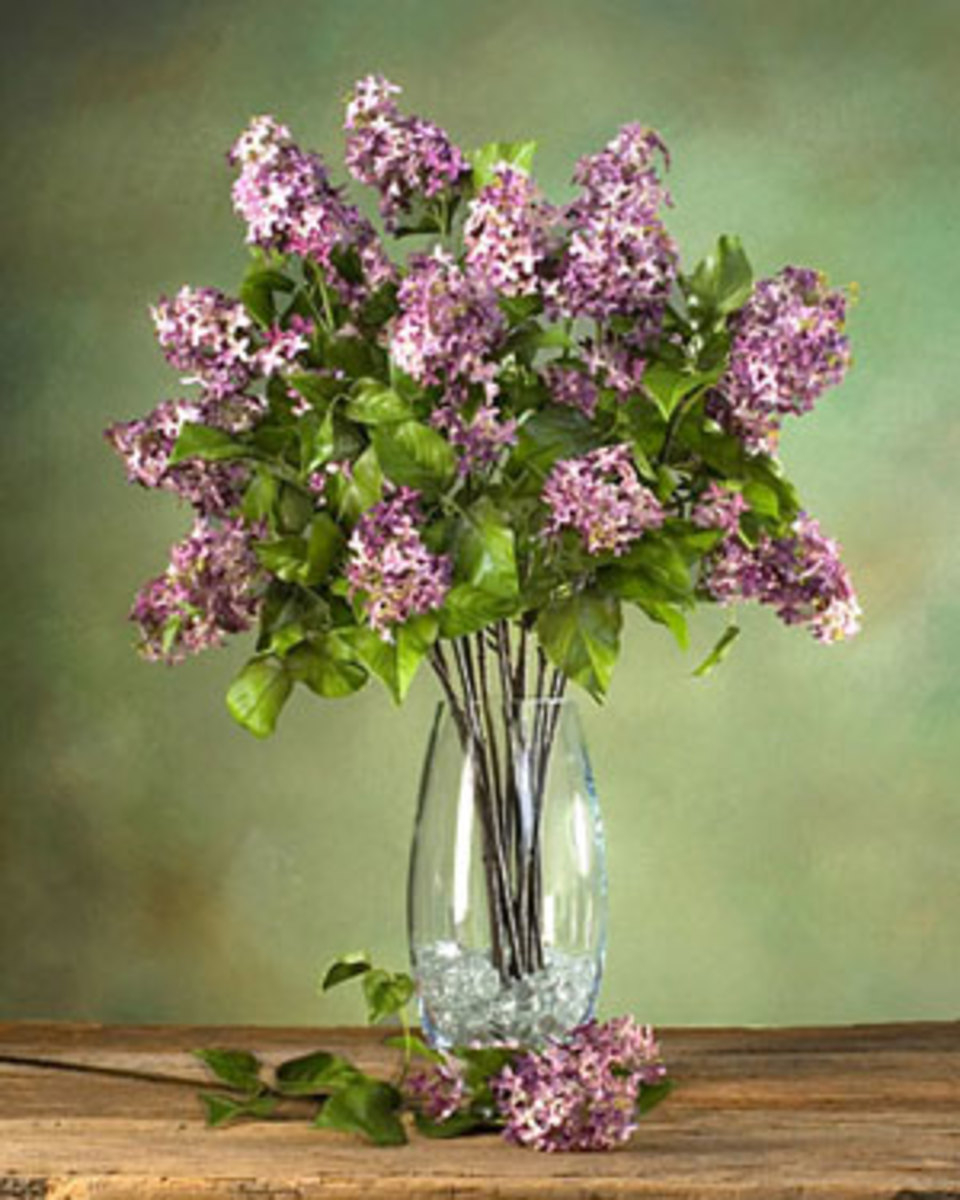 Flower arrangements inside glass vases
