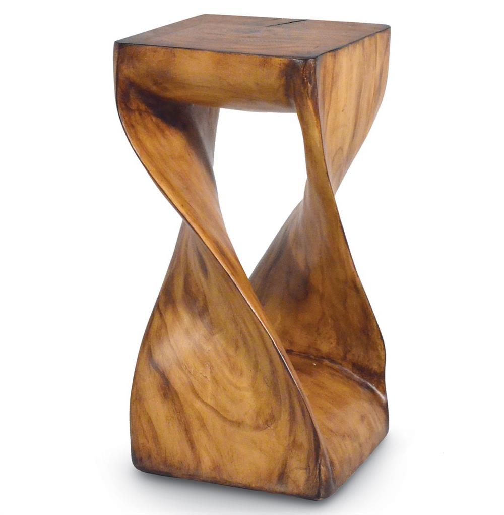 Helix Rustic Industrial Modern Faux Twisted Wood Stool Side Table