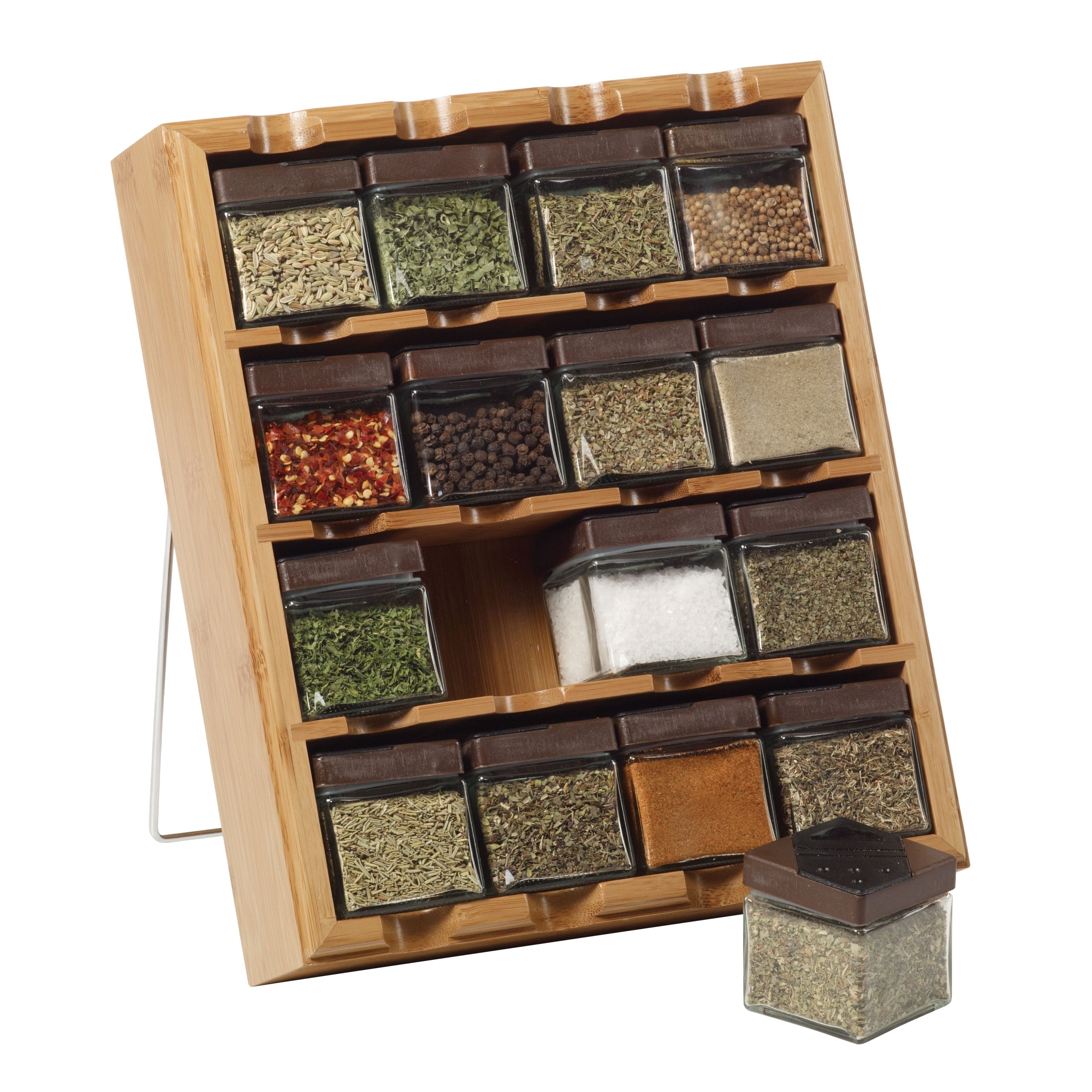 Kamenstein 16-Cube Bamboo Inspirations Spice Rack with Leaf Labels
