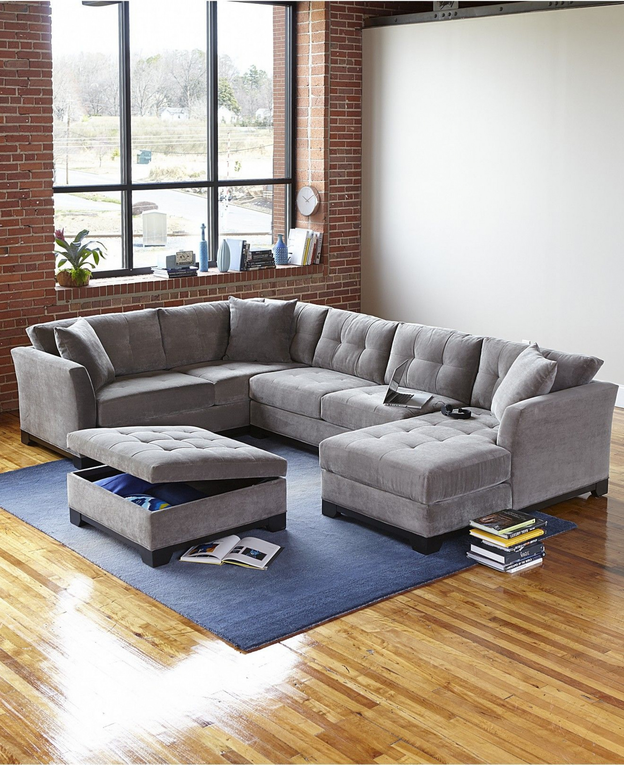 Microfiber sectional chaise