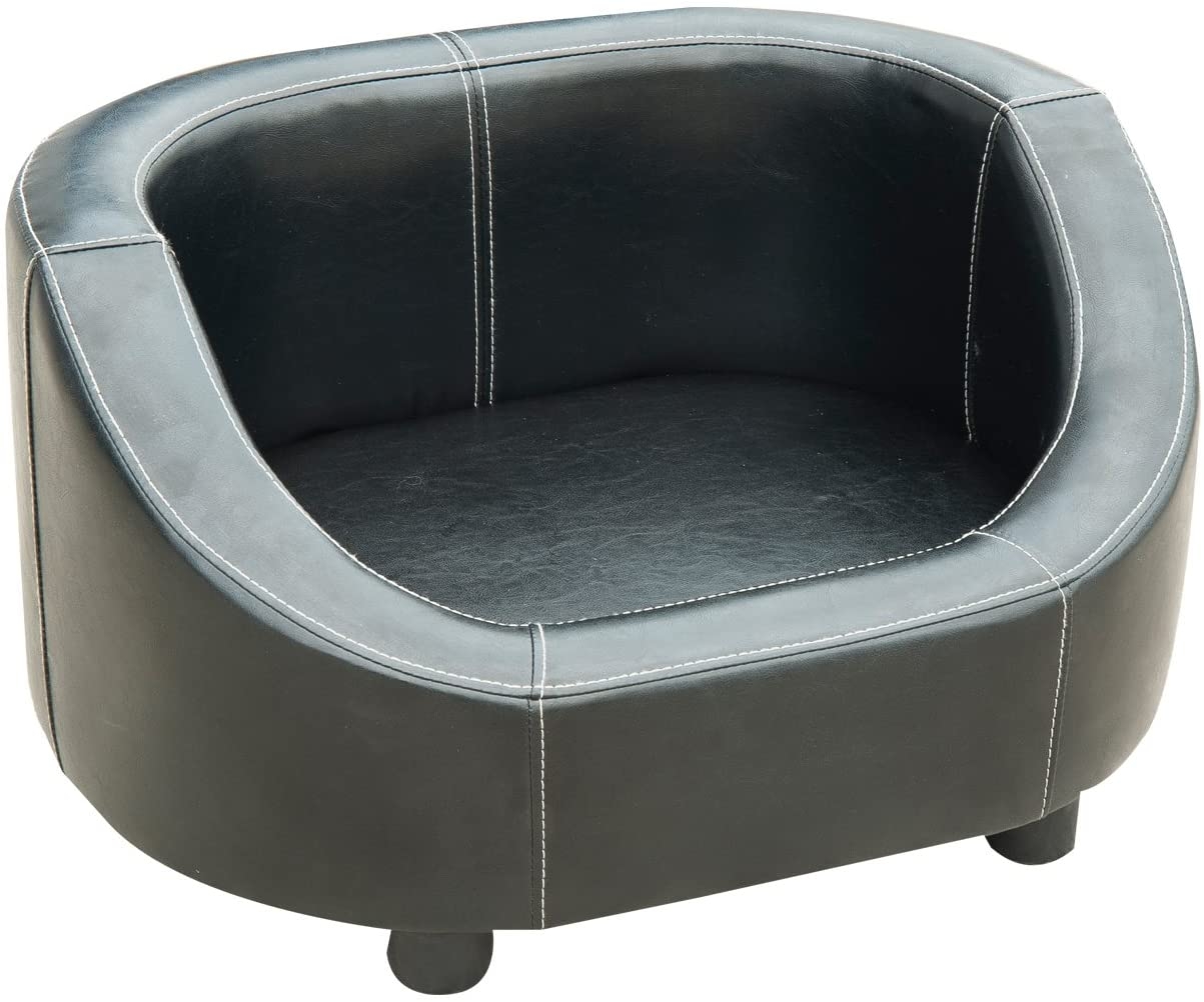 Pawhut Deluxe PU Leather Pet / Dog Sofa Bed - Black