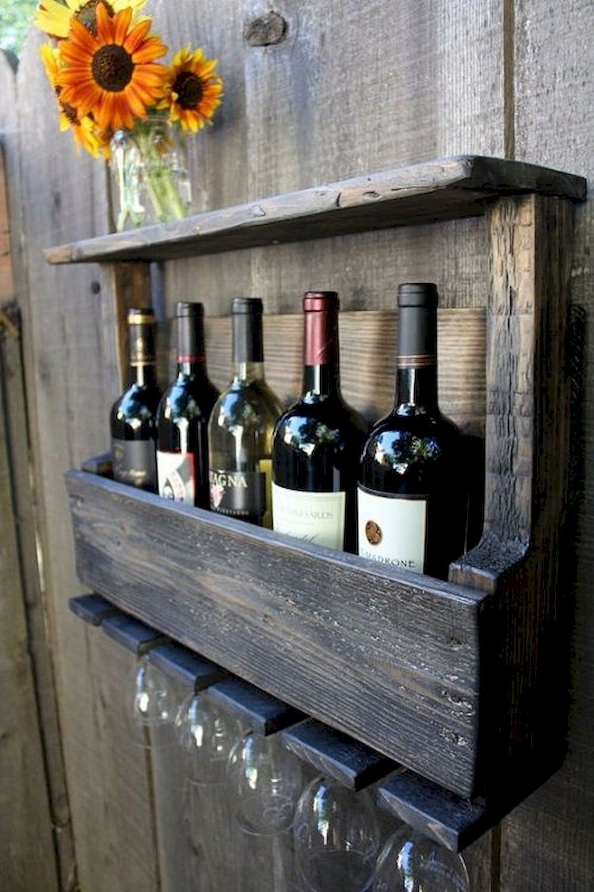 Reclaimed pallet wood rustic wine rack