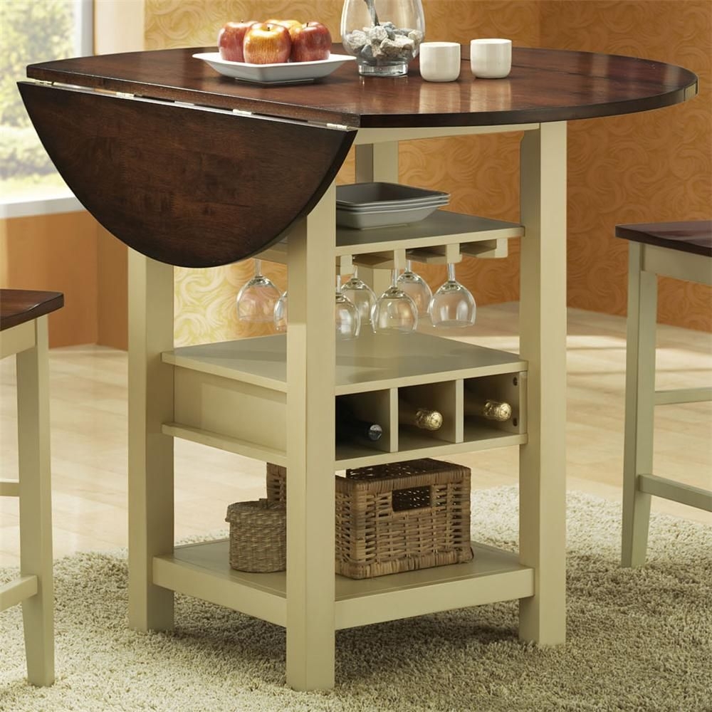 Round counter height table with leaf