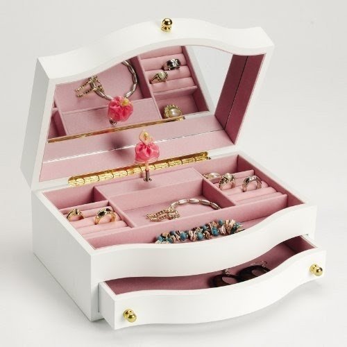 Seya White Musical Children's Jewelry Box with Ballerina Style No. MPM-213