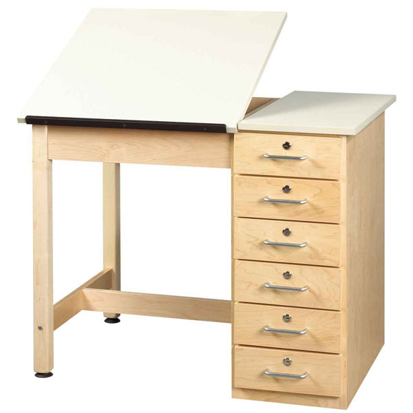 Shain split top drafting table with drawer base contemporary desks