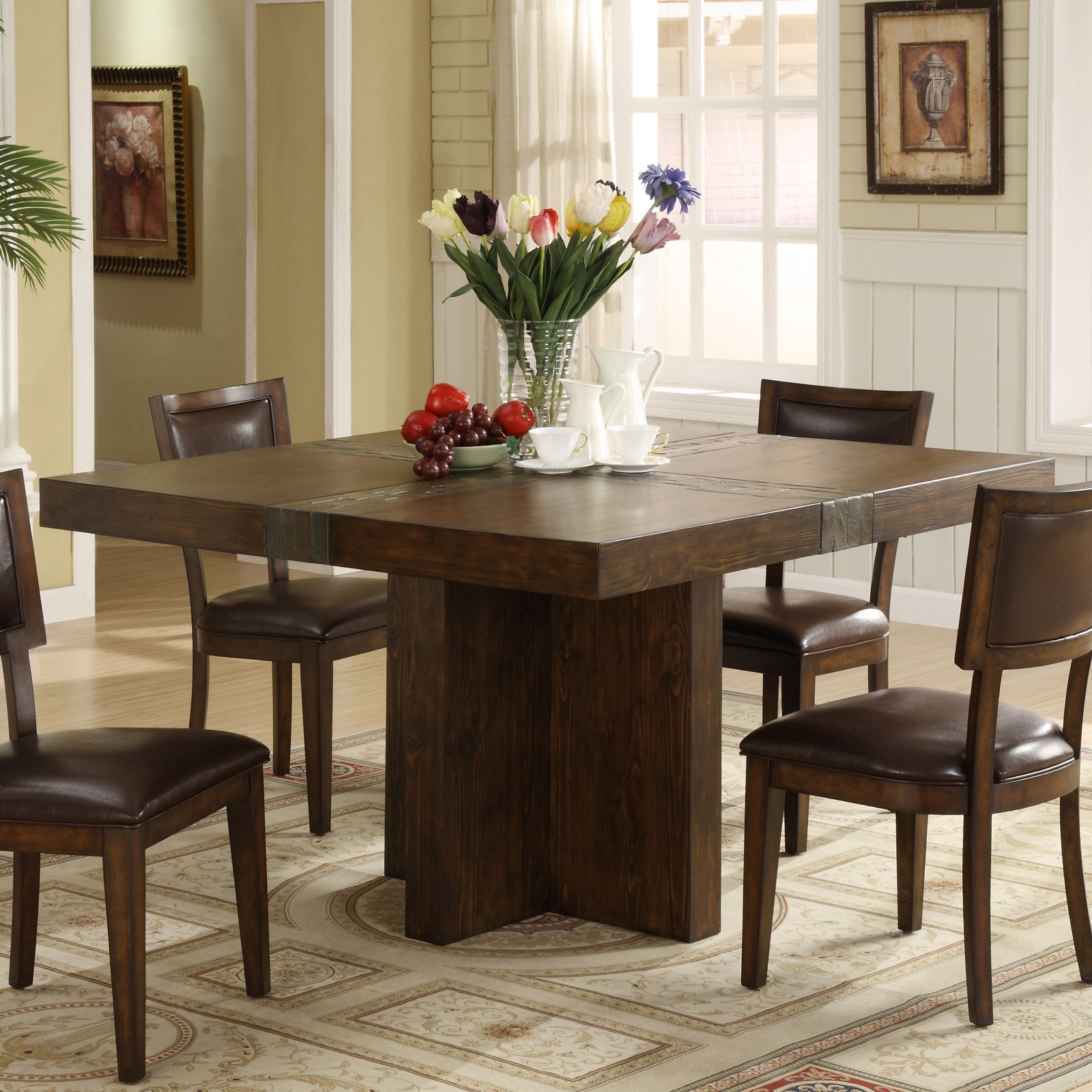 Square dining table online for 8 bar height