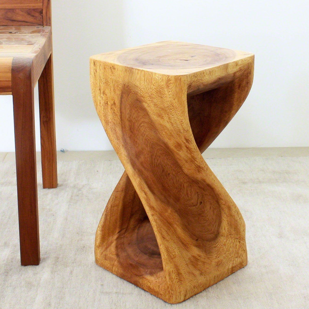 Twisted Oak Table Stool Thai Traditional or Contemporary Style