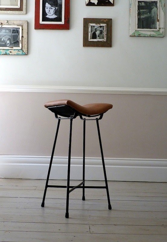 Vintage 1950s leather saddle stool